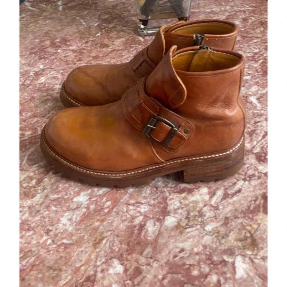 Frye Vintage Men's Brown Leather Side Zip Ankle Boots Size 10.5 D EUC! $375